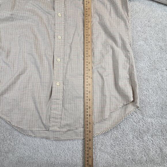 Ralph Lauren Mens Dress Shirt Tan Plaid Men's Size M Preppy Classic Pony - Picture 6 of 8